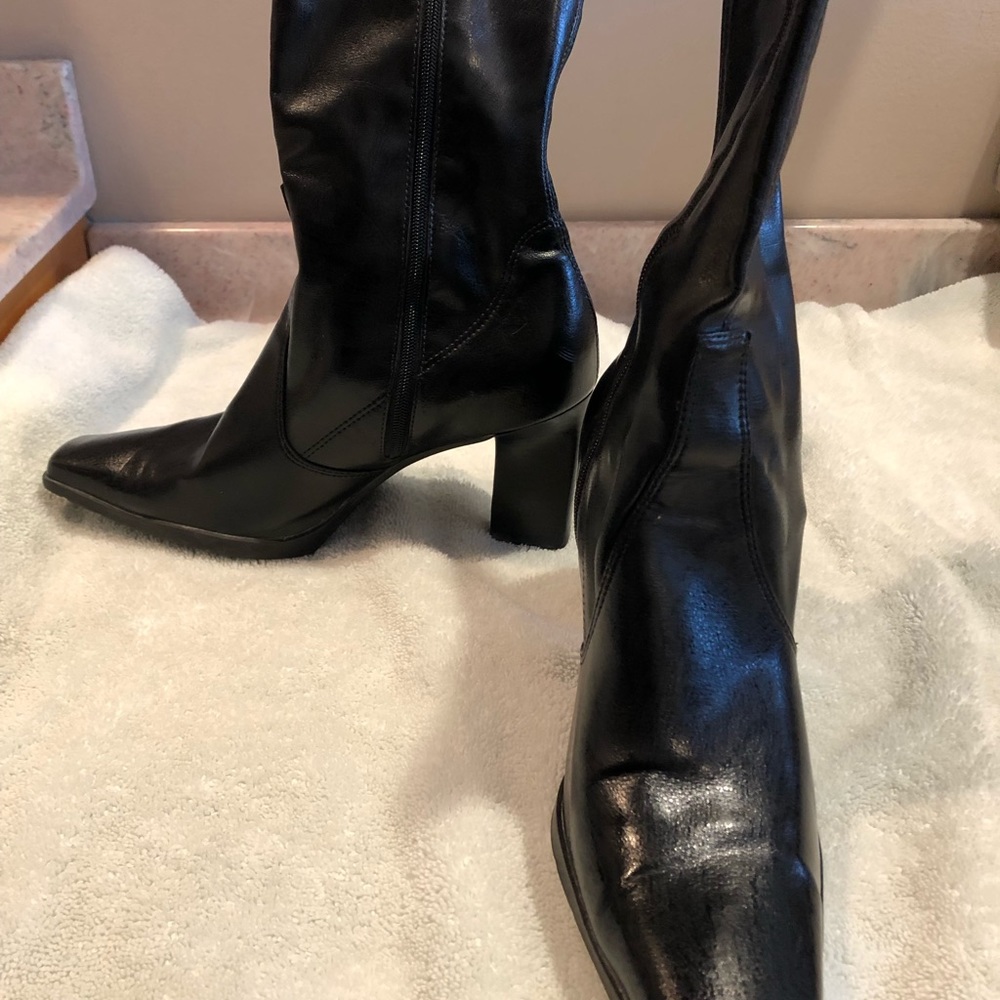 Black leather boots